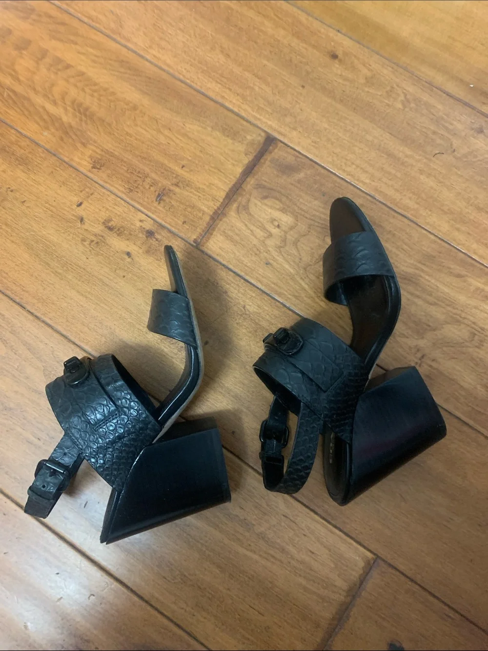 Coach Black High Heels Sandals Shoes Size 6 ankle buckle closure- Dennis